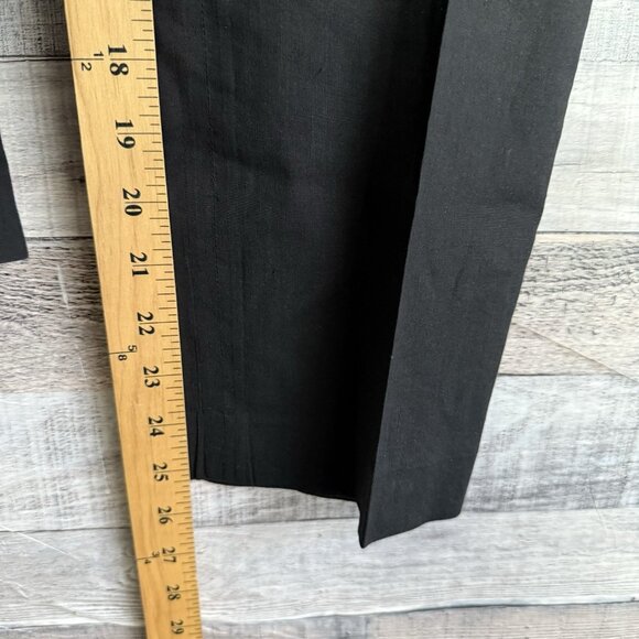 Theory Tailor Trouser C_ECO Linen Blend Pants Womens Size 6 Black Cropped - Picture 8 of 10